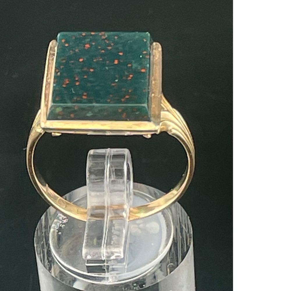 Antique c1900-1920 Edwardian 14K Gold Bloodstone Signet Style Ring Size 8.25
